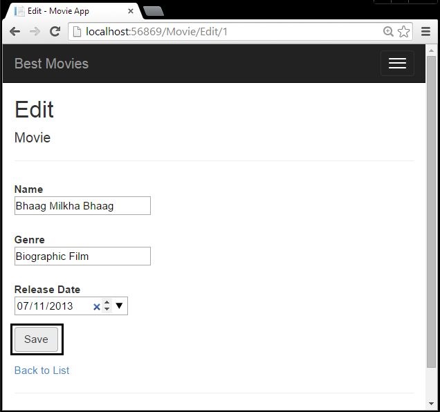 Updating Record in MVC 5